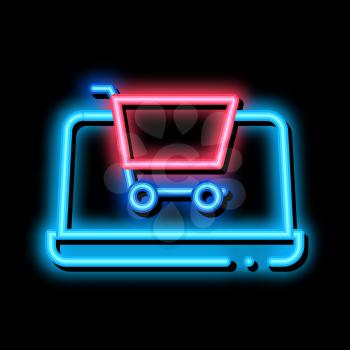 Internet Shopping neon light sign vector. Glowing bright icon Internet Shopping sign. transparent symbol illustration