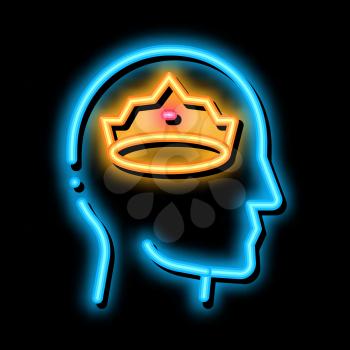 Crown Man Head neon light sign vector. Glowing bright icon Crown Man Head sign. transparent symbol illustration