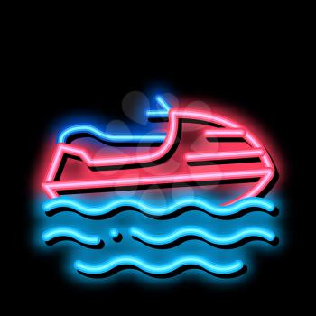 Powerboat neon light sign vector. Glowing bright icon Powerboat sign. transparent symbol illustration