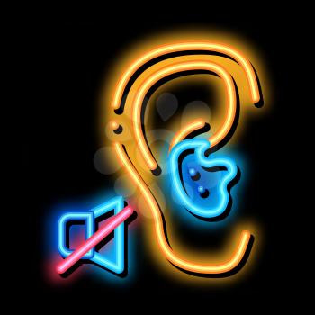 Lack of Hearing Deafness neon light sign vector. Glowing bright icon Lack of Hearing Deafness sign. transparent symbol illustration