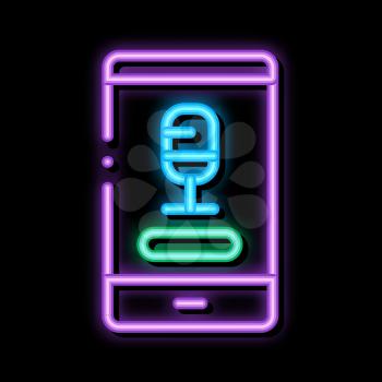 Phone Recording neon light sign vector. Glowing bright icon Phone Recording sign. transparent symbol illustration