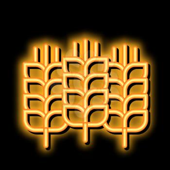 Natural Wheat Ears Harvest neon light sign vector. Glowing bright icon Agricultural Farmland Wheat Plant Harvest Concept Linear Pictogram. Agriculture Crop sign. transparent symbol illustration