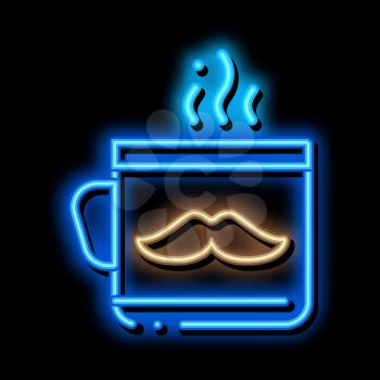 Mustache Cup neon light sign vector. Glowing bright icon Mustache Cup Sign. transparent symbol illustration