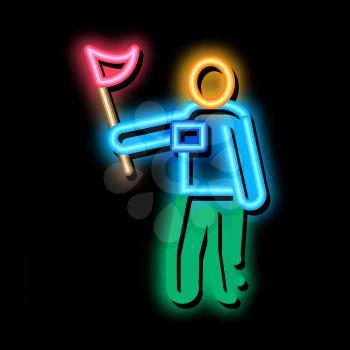 Leading Tourist neon light sign vector. Glowing bright icon Leading Tourist Sign. transparent symbol illustration