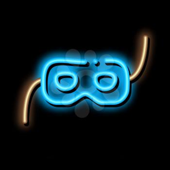 Mask neon light sign vector. Glowing bright icon Mask Sign. transparent symbol illustration