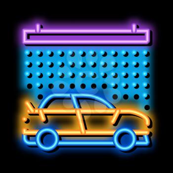 continuous car wash neon light sign vector. Glowing bright icon continuous car wash sign. transparent symbol illustration