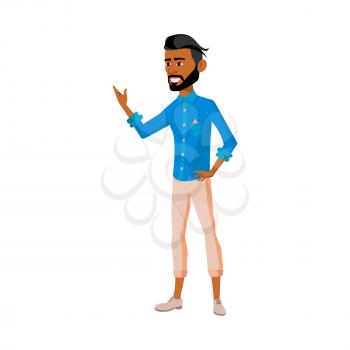 latin bearded man guide conducts excursion cartoon vector. latin bearded man guide conducts excursion character. isolated flat cartoon illustration