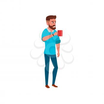 beard man drinking coffee and talking with colleagues in office kitchen cartoon vector. beard man drinking coffee and talking with colleagues in office kitchen character. isolated flat cartoon illustration