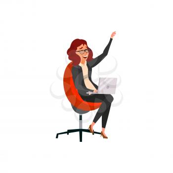 laughing woman discussing with boyfriend on laptop cartoon vector. laughing woman discussing with boyfriend on laptop character. isolated flat cartoon illustration