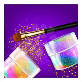 holographic cosmetics poster package. hologram package. rainbow gel. lipgloss pack. 3d realistic vector