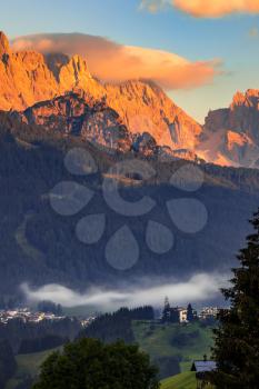 CANDIDE, VENETO/ITALY - AUGUST 10 : Sunrise in the Dolomites at Candide, Veneto, Italy on August 10, 2020