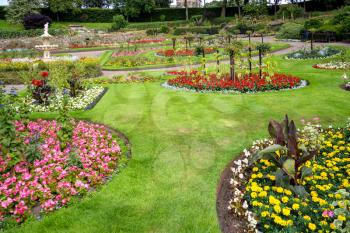View of a flower display in Quarry Park, Shrewsbury, Shropshire, England