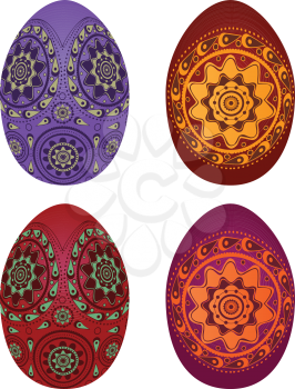 Illustration of colorful easter eggs on white background.