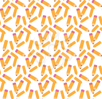 Illustration of cute cartoon pencils pattern background.