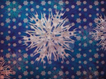 Illustration of abstract vintage snowflake texture background.