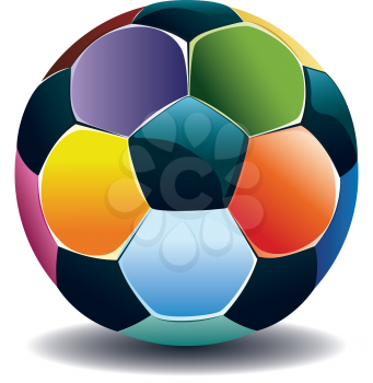 Multicolored soccer (football) ball icon on white background.
