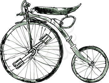 Watercolor painting of a vintage bicycle, hand drawn illustration.