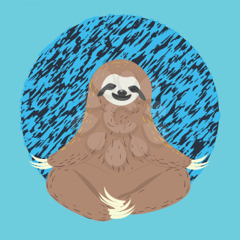 Cute cartoon sloth bear in a yoga pose illustration.