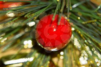 Macro photo of Christmas decorations, colorful holiday background .