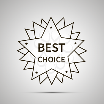 Best choice badge simple black icon with shadow on gray