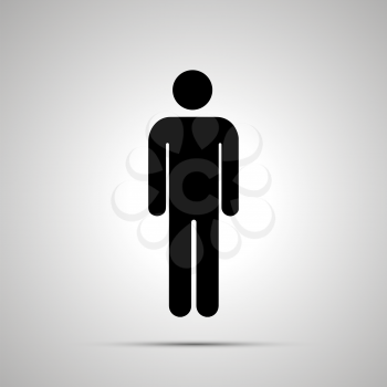 Man silhouette, simple black human icon with shadow