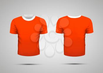 Mockup of blank red realistic sport t-shirt with shadow