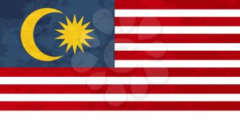 True proportions Malaysia flag with grunge texture