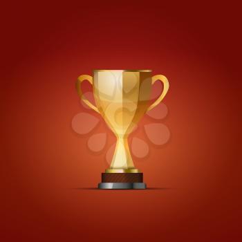 Cup of the winner on a red background