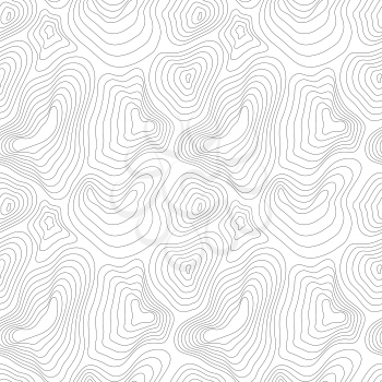 Heights map, black contour on white, seamless pattern