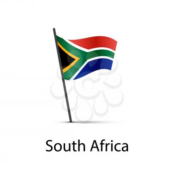 South Africa flag on pole, infographic element isolated on white