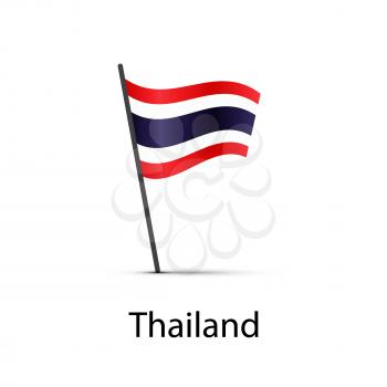 Thailand flag on pole, infographic element isolated on white