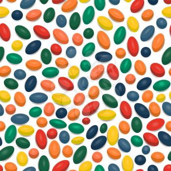 A lot of flat colorful candy on white background seamless pattern