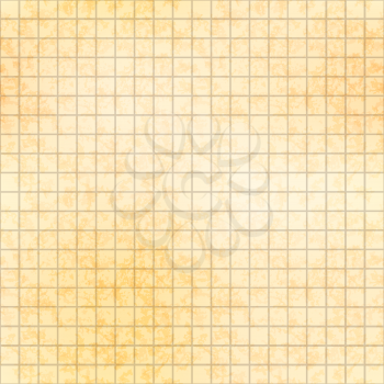 Five millimeter grid on old yellow paper with texture, seamless pattern