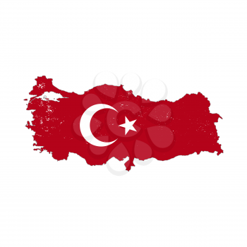 Turkey country silhouette with flag on background on white