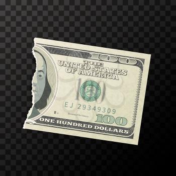 Half piece of fake one hundred US dollars green banknote