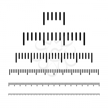 Set of different millimeter ruler marks in different scale isolated on white