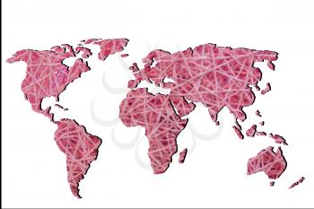 Roughly sketched out world map as global business concepts