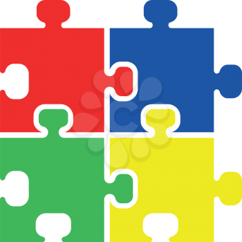 Puzzle icon Red blue green yellow Flat style