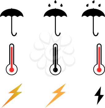 Climate elements set umbrella thermometer lightning nine items