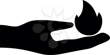 Hand in fire icon black color vector illustration flat style simple image