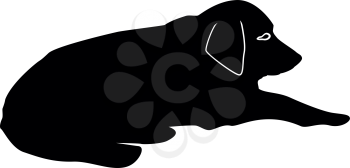 Dog lie on street Pet lying on ground Relaxed doggy icon black color vector illustration flat style simple image