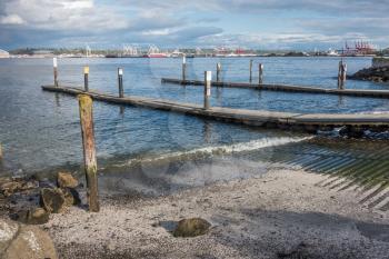 A view of a boat launch in West Seattle, Washington.