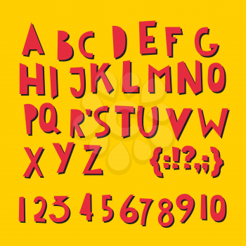 ABC Latin letters and numbers. Vector set - funky alphabet