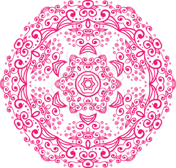 Round ornament vintage floral mandala. The esoteric symbol on a white background. Om sign in the eastern style, Indian ethnic ornament.