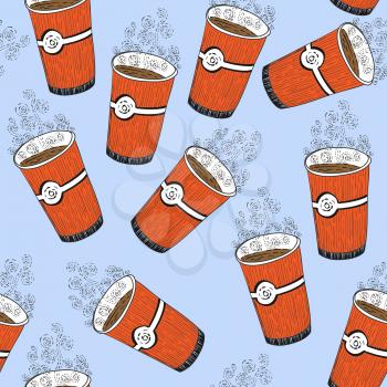 Seamless background pattern. Will tile endlessly. Coffe or tea pattern on  background