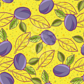 plum in the doodle, sketch style seamless texture