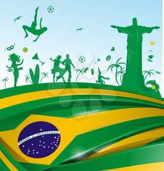 brazil background with flag and symbol set 