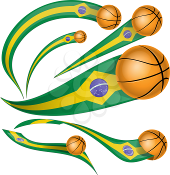 brazil flag element with basketball