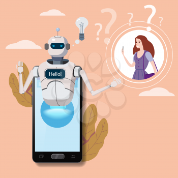 Free Chat Bot, Robot Virtual Assistance On Smartphone Say Hello