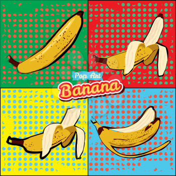Banana opened banana bitten banana peel banana pop art